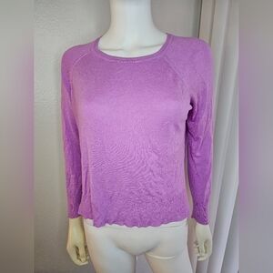 Zara Knitwear Lightweight Sweater Scoop Neck Purple Long Sleeve S